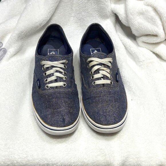 Vans Shoes - Vans Blue Denim Glitter Low Top Skate Sneaker Shoes Men's 8 Women’s 9.5